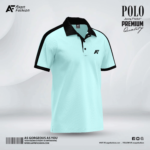 Cadet Blue Color Polo T-Shirt 45 Degrees Angle View Size -M