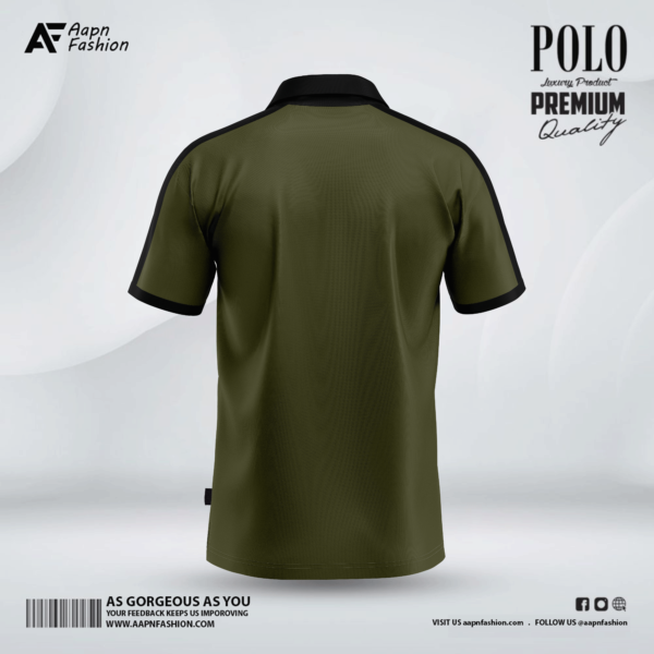 Olive Color Polo T-Shirt Back View