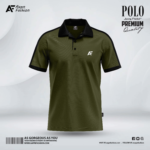 Olive Color Polo T-Shirt Front View Size - M