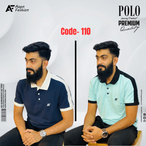 PK Cotton Polo Navy Blue & Cadet Blue Set 2